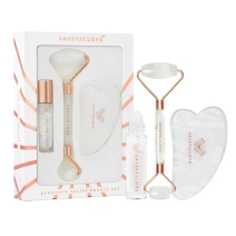 CRYSTALLOVE Clear Quartz Roller and Gua Sha Set