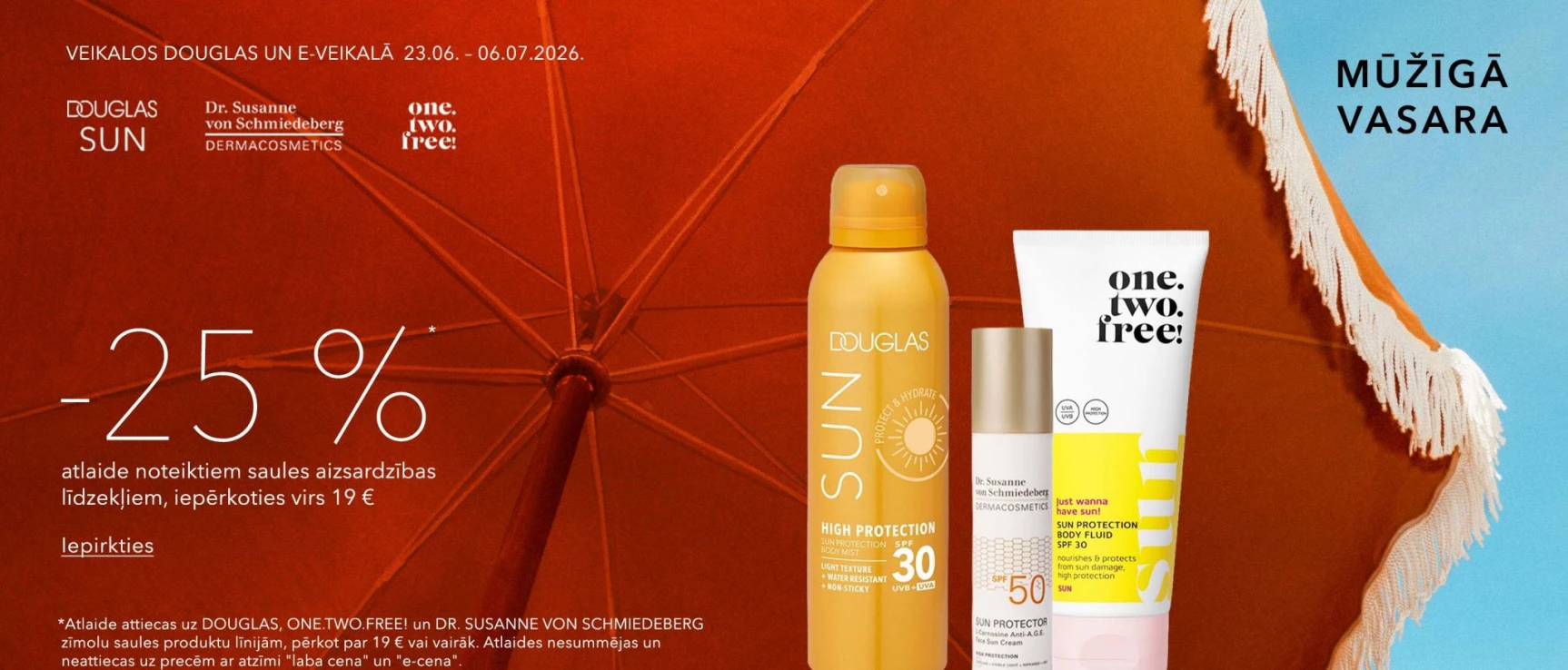 25%* atlaide One.Two.Free!, Douglas collection, Dr. Susanne von Schmiedeberg saules produktiem, Iepērkoties virs 19 €
