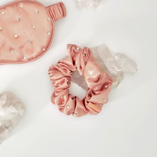 Crystallove Crystalized Silk Scrunchie - Rose Gold