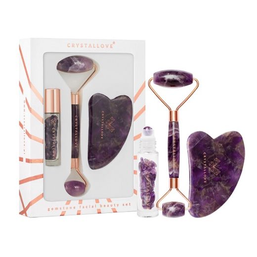 Crystallove Amethyst Roller And Gua Sha Set