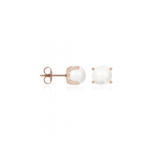 Marmara Sterling Classic Freshwater Pearl studs 6mm Rose-gold Plated