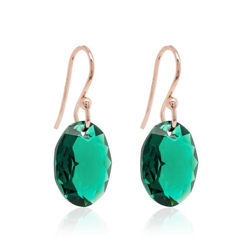 Marmara Sterling 925 Silver Earrings Emerald Rose Gold