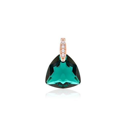 Marmara Sterling 925 Silver Pendant Emerald Rose Gold