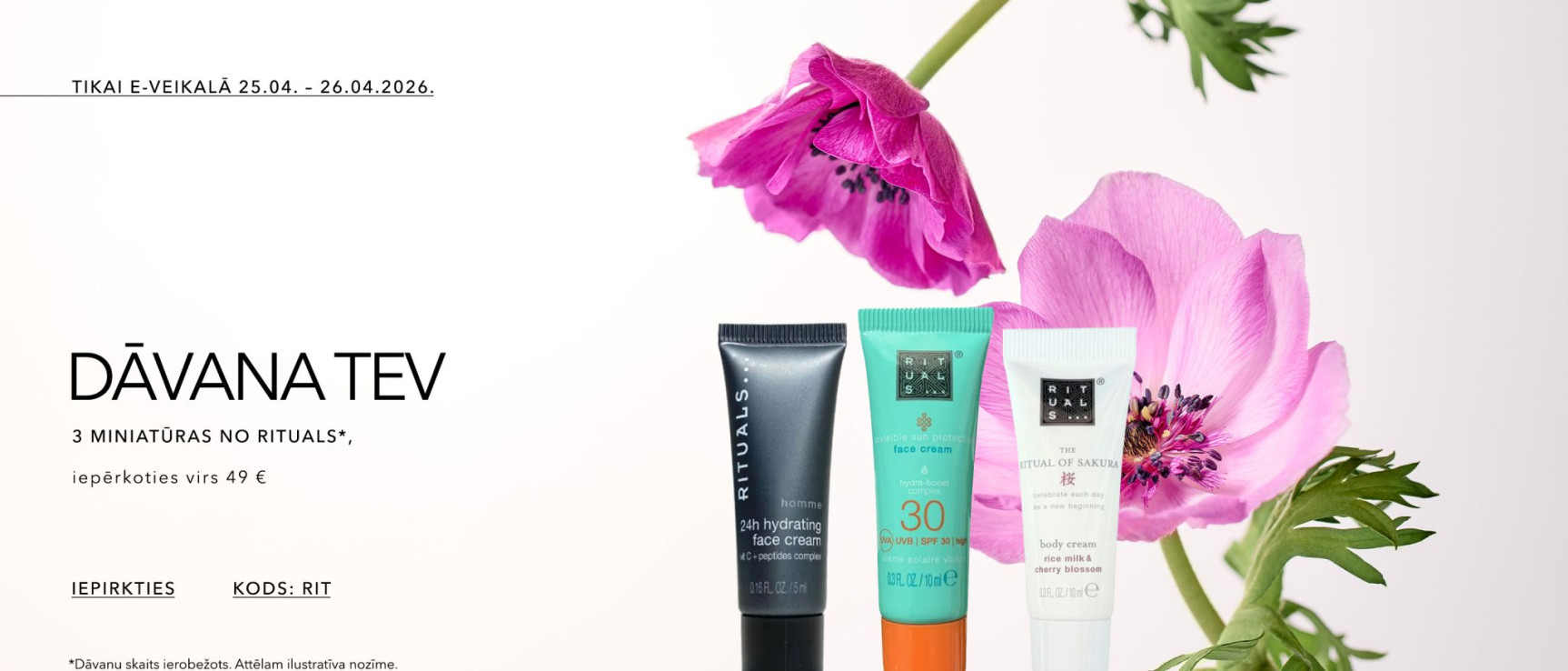 Dāvanu komplekts ar RITUALS 3 produktu miniatūrām kods rit