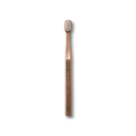 AUREZZI Toothbrush White Bristles 18K Rose Gold Soft Firmness