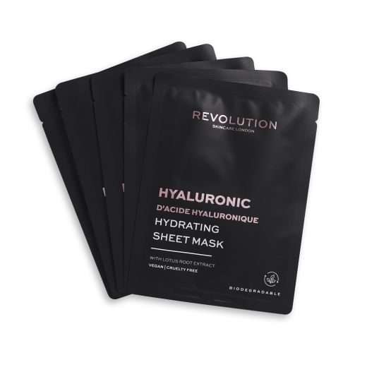 REVOLUTION SKINCARE Biodegradable Hydrating Hyaluronic Acid Sheet Mask 5 Pack