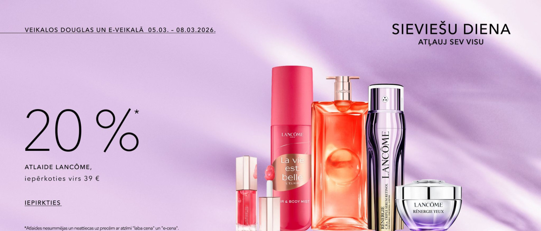 20%* Atlaide Lancôme Produktiem, Iepērkoties Virs 39 €