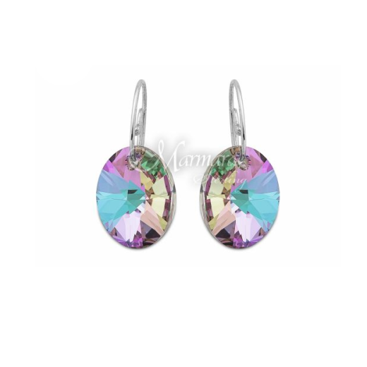 MARMARA STERLING Oval Earrings - Vitrail Light Auskari ar Swarovski Elementiem