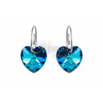 Marmara Sterling Heart Earrings - Bermuda Blue (Auskari ar Swarovski Elementiem)