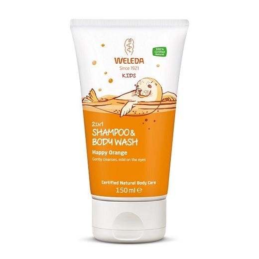 Weleda Kids 2 in 1 Shower and Shampoo Happy Orange  (Apelsīnu šampūns un ķermeņa mazgāšanas līdzekli