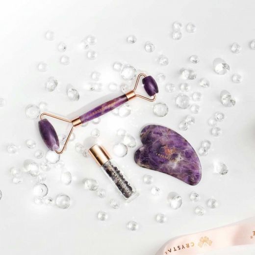 Crystallove Amethyst Roller And Gua Sha Set