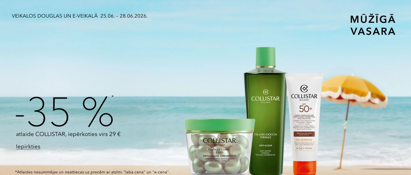 -35%* COLLISTAR produktiem, iepērkoties virs 29 EUR
