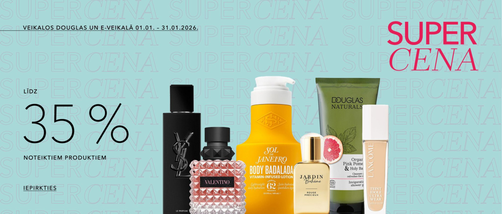 Veikalos Douglas Un E-veikalā visu Janvāri noteiktiem produktiem -35%