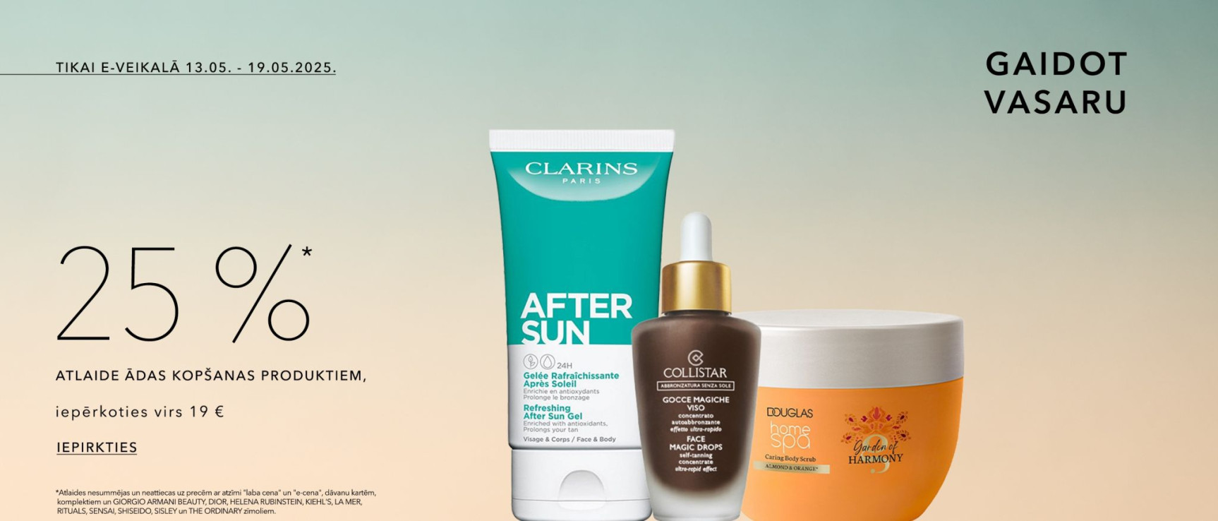 25% off body care + spf and self taning