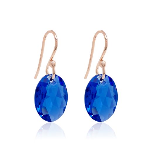 Marmara Sterling 925 Silver Earrings Sapphire Rose Gold