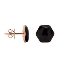 Marmara Sterling Fantasy Hexagon Stud Earrings Jet