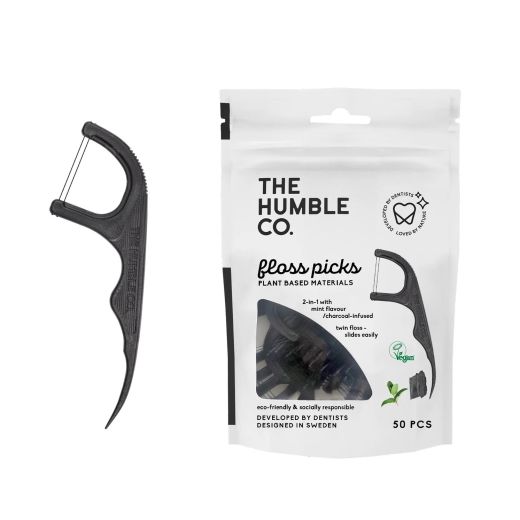 The Humble Co Natural Humble Floss Picks - Charcoal