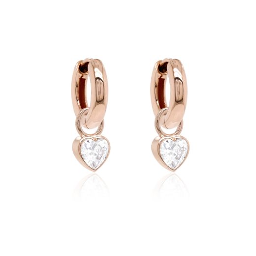 MARMARA STERLING 925 Silver Heart Earrings, Rose Gold