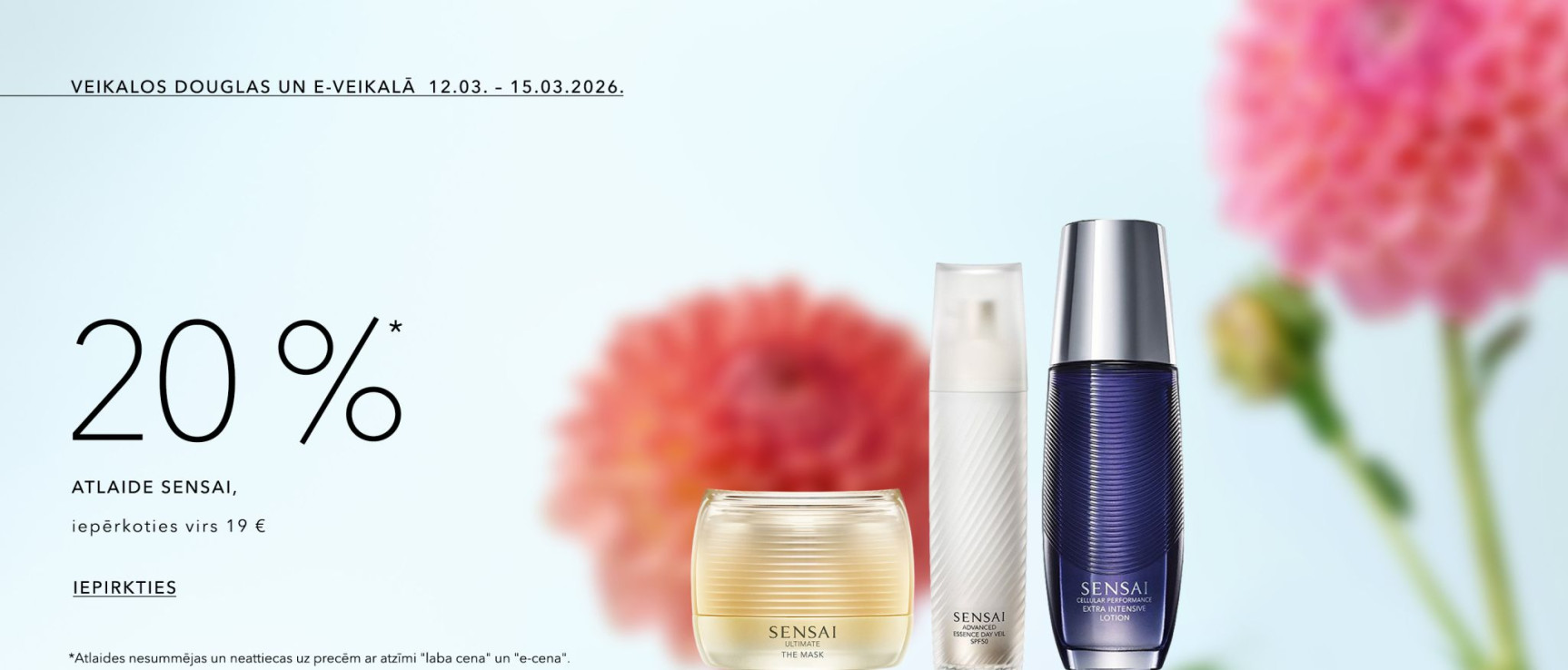 -20%* SENSAI, iepērkoties virs 19 € 