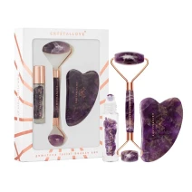 CRYSTALLOVE Amethyst Roller And Gua Sha Set