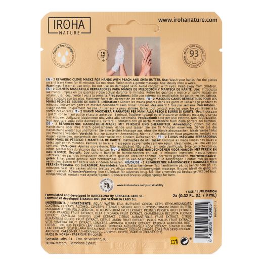 IROHA NATURE Gloves Treatment For Hands And Nails Regenerating And Peach
