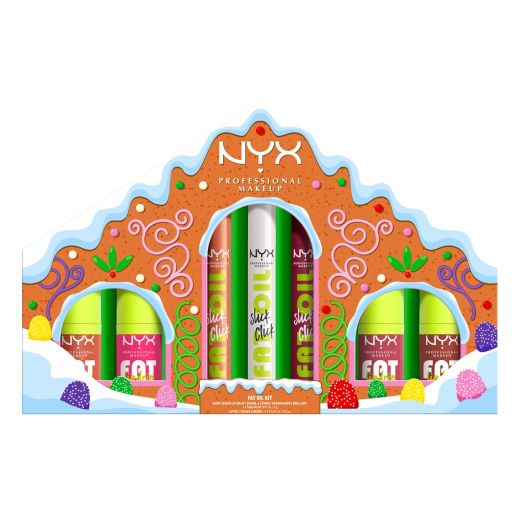 NYX PROFESSIONAL MAKEUP Holiday Fat Lip Gloss Gingerbread House Kit 