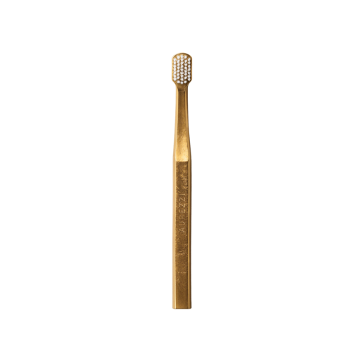 AUREZZI Toothbrush White Bristles 24K Gold Medium Firmness
