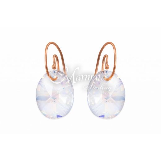 Marmara Sterling Oval Earrings - Crystal AB  (Auskari ar Swarovski Elementiem)