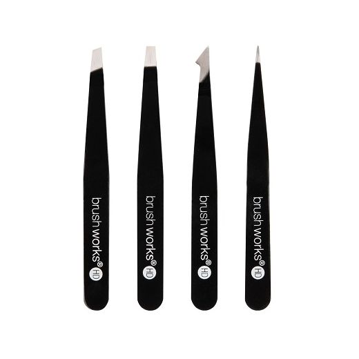 BrushWorks HD Combination Tweezer Set   (Kombinētais pincešu komplekts uzacīm no nerūsējoša tērauda)