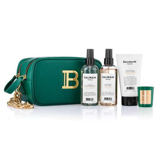 BALMAIN Hair Luxury Pouch Green & Gold 
