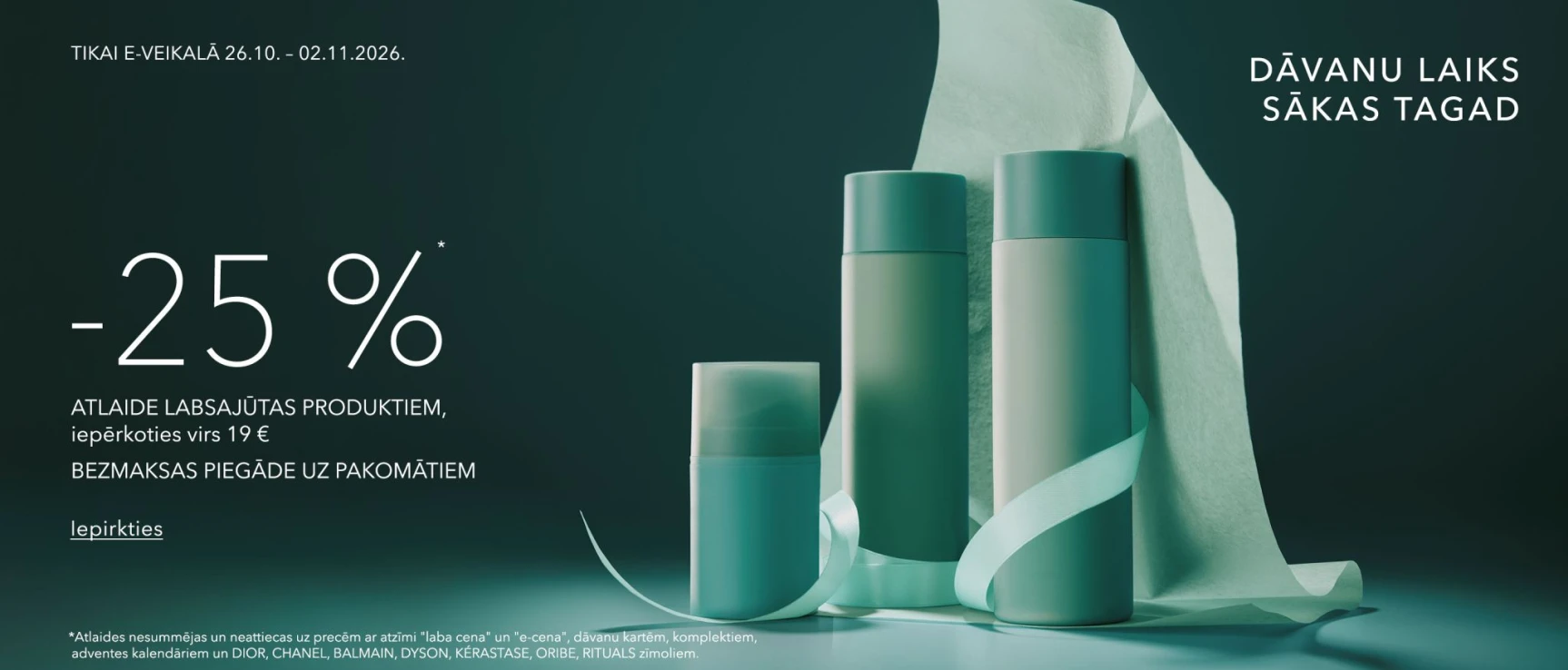 -25% tikai labsajūtas produktiem, iepērkoties virs 19 €