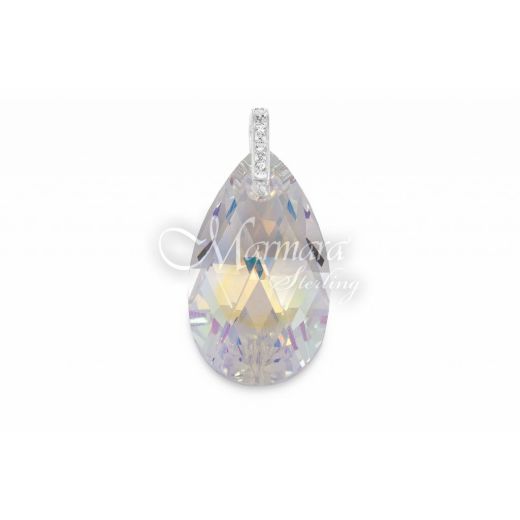 Marmara Sterling Drop Pendant - Crystal AB  (Kulons ar Swarovski Elementiem)