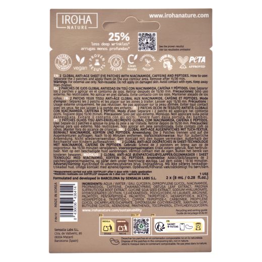 IROHA NATURE Eye Patches With Niacinamide Caffeine And Peptides