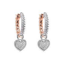 Marmara Sterling Pave Heart Charm Earrings