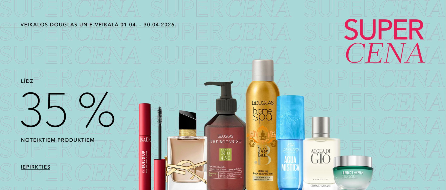 Veikalos Douglas Un E-veikalā visu aprīli noteiktiem produktiem -35%